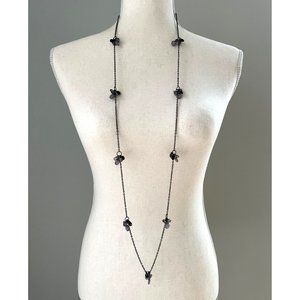 */$25 Long 46" Black Station Necklace with Acrylic Beads